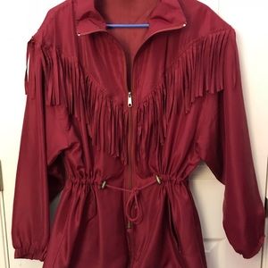 Vintage Boho Chic 100% Silk Fringe Jacket EUC